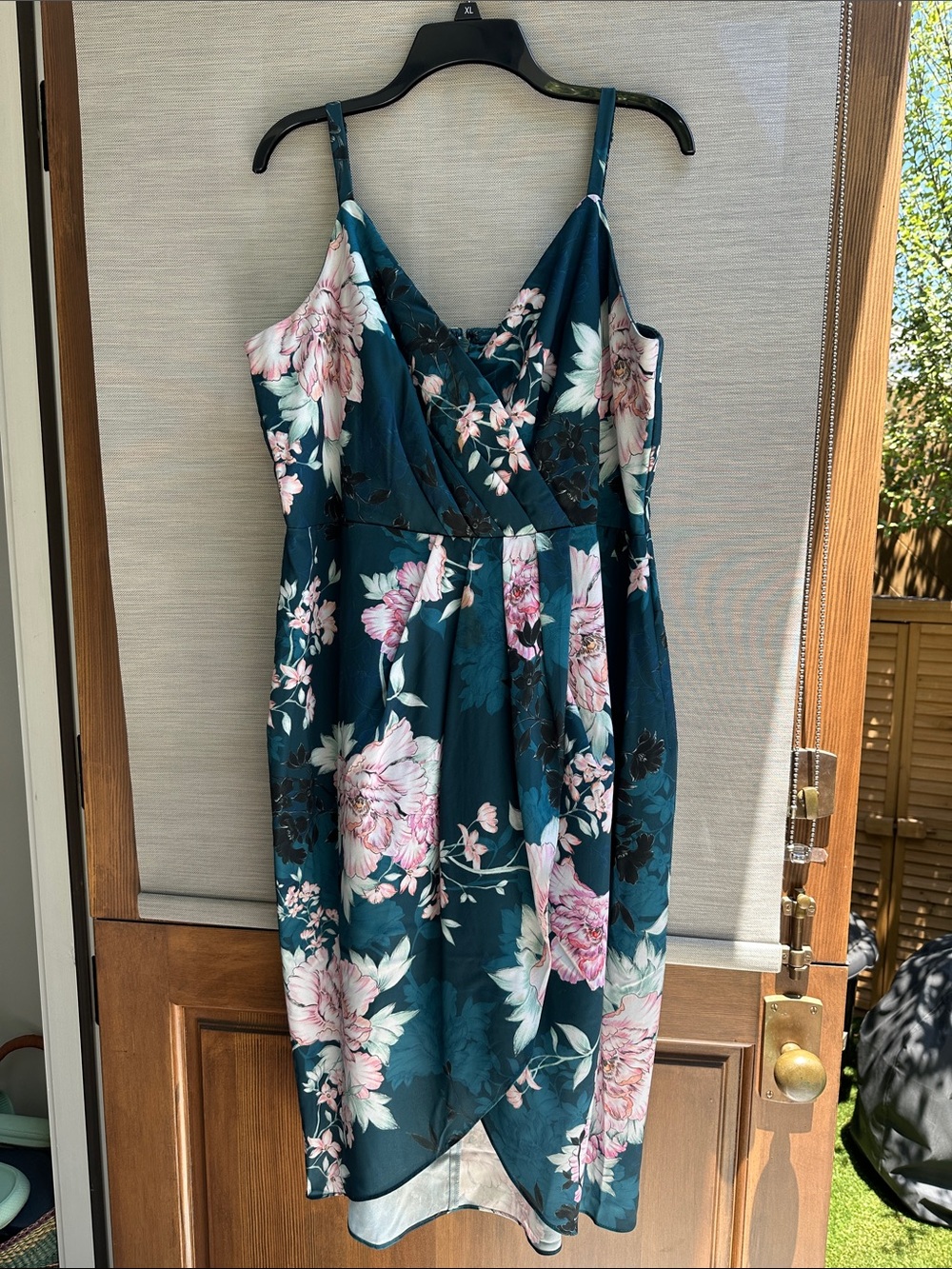 City Chic Teal Floral Dress with Pink and Cream Blooms - Sz 18